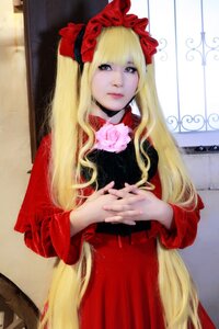 Rating: Safe Score: 0 Tags: 1girl bangs blonde_hair blue_eyes bow dress flower hands_together lips long_hair long_sleeves looking_at_viewer own_hands_together photo realistic red_dress rose shinku solo twintails very_long_hair User: admin