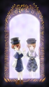 Rating: Safe Score: 0 Tags: 2girls blonde_hair blue_dress brown_hair dress full_body green_eyes hat heterochromia image long_sleeves looking_at_viewer multiple_girls red_eyes short_hair siblings sisters smile solo souseiseki standing top_hat twins User: admin