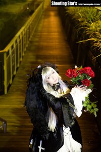 Rating: Safe Score: 0 Tags: 1girl bouquet dress flower long_hair long_sleeves red_flower red_rose rose solo suigintou white_hair User: admin