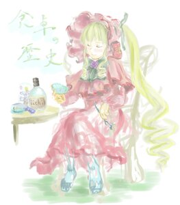 Rating: Safe Score: 0 Tags: 1girl blonde_hair bonnet bottle closed_eyes dress drill_hair frills hina_ichigo image long_hair rose shinku sitting solo twintails very_long_hair User: admin