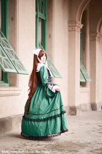 Rating: Safe Score: 0 Tags: 1girl brown_hair dress full_body green_dress head_scarf long_hair long_sleeves skirt_hold solo standing suiseiseki very_long_hair User: admin