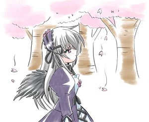 Rating: Safe Score: 0 Tags: 1girl black_ribbon black_wings blush dress flower hairband heart image juliet_sleeves long_hair long_sleeves petals pink_eyes puffy_sleeves ribbon silver_hair solo suigintou tree wings User: admin