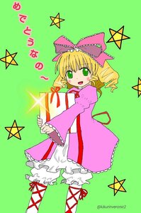 Rating: Safe Score: 0 Tags: 1girl blonde_hair bloomers bow dress drill_hair frills green_background green_eyes hair_bow hina_ichigo hinaichigo image long_sleeves open_mouth pink_bow pink_dress ribbon short_hair simple_background solo star_(symbol) twin_drills underwear white_bloomers User: admin