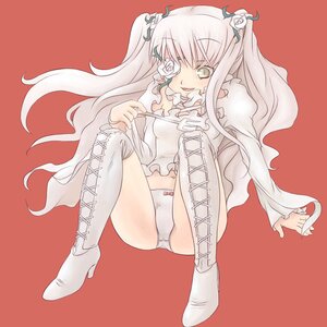 Rating: Questionable Score: 0 Tags: 1girl boots cross-laced_footwear eyepatch flower hair_flower hair_ornament image kirakishou long_hair navel pink_hair rose sitting solo thigh_boots thighhighs underwear white_flower white_rose User: admin