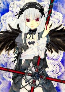Rating: Safe Score: 0 Tags: 1girl auto_tagged black_wings cross-laced_clothes detached_collar dress flower frills hairband holding holding_weapon image long_hair long_sleeves looking_at_viewer puffy_sleeves red_eyes ribbon rose solo suigintou traditional_media weapon wings User: admin
