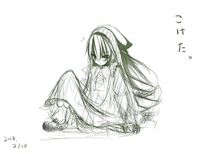 Rating: Safe Score: 0 Tags: 1girl blush bow dated flying_sweatdrops image long_hair monochrome shirt sketch solo striped suiseiseki very_long_hair User: admin