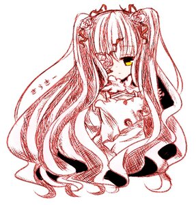 Rating: Safe Score: 0 Tags: 1girl dress eyepatch hair_ornament image kirakishou long_hair looking_at_viewer monochrome simple_background solo two_side_up white_background User: admin