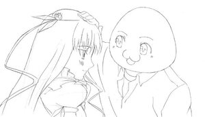 Rating: Safe Score: 0 Tags: 1boy 1girl bald barasuishou blush greyscale hand_on_another's_head image long_hair long_sleeves monochrome smile solo striped upper_body User: admin