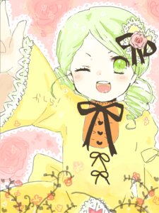 Rating: Safe Score: 0 Tags: 1girl auto_tagged drill_hair floral_background floral_print flower green_eyes green_hair hair_ornament image kanaria long_sleeves one_eye_closed open_mouth pink_flower pink_rose red_rose ribbon rose smile solo twin_drills upper_body User: admin