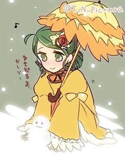 Rating: Safe Score: 0 Tags: 1girl blush eighth_note flower green_eyes green_hair hair_ornament image kanaria long_sleeves musical_note rose short_hair solo umbrella User: admin