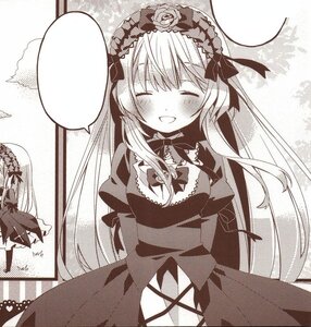 Rating: Safe Score: 0 Tags: 2girls ^_^ blush bonnet bow closed_eyes dress flower gothic_lolita hairband image lolita_fashion lolita_hairband long_hair monochrome multiple_girls open_mouth rose shinku smile solo suigintou User: admin