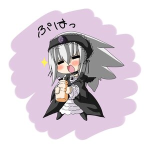 Rating: Safe Score: 0 Tags: 1girl black_dress black_wings blush chibi cup dress flower frills full_body hairband image lolita_hairband long_hair long_sleeves open_mouth rose silver_hair simple_background solo sparkle suigintou wings User: admin