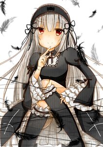 Rating: Safe Score: 0 Tags: 1girl bangs black_dress black_feathers black_wings blush closed_mouth dress eyebrows_visible_through_hair feathers frills hairband image long_hair long_sleeves looking_at_viewer red_eyes ribbon silver_hair smile solo suigintou very_long_hair white_background wings User: admin