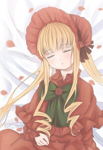 Rating: Safe Score: 0 Tags: 1girl blonde_hair blush bonnet bow bowtie capelet closed_eyes dress flower hat image long_hair long_sleeves lying on_back petals red_capelet red_dress red_flower rose rose_petals shinku sidelocks solo twintails User: admin