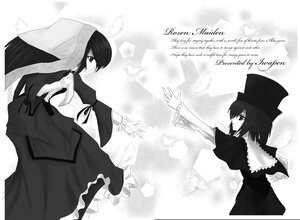 Rating: Safe Score: 0 Tags: capelet dress frills greyscale hat image long_sleeves looking_back monochrome pair short_hair skirt souseiseki suiseiseki User: admin