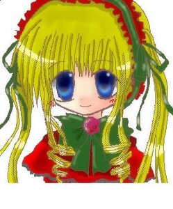 Rating: Safe Score: 0 Tags: 1girl bangs blonde_hair blue_eyes blush bow bowtie dress image long_hair long_sleeves looking_at_viewer shinku simple_background smile solo white_background User: admin