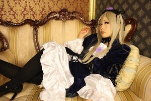 Rating: Safe Score: 0 Tags: 1girl blonde_hair chair dress frills high_heels long_hair long_sleeves looking_at_viewer sitting solo suigintou very_long_hair User: admin