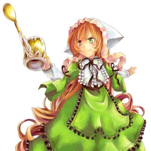 Rating: Safe Score: 0 Tags: 1girl apron dress drill_hair frills green_dress green_eyes image long_hair long_sleeves simple_background smile solo suiseiseki twin_drills very_long_hair watering_can white_background User: admin
