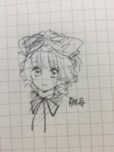 Rating: Safe Score: 0 Tags: 1girl argyle argyle_background chain-link_fence checkered_background hat hinaichigo image monochrome ribbon short_hair sketch smile solo tile_floor tile_wall tiles traditional_media User: admin