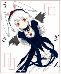 Rating: Safe Score: 0 Tags: 1girl animal_ears black_dress black_wings bunny_ears dress fake_animal_ears flower frills hairband image juliet_sleeves long_hair long_sleeves looking_at_viewer puffy_sleeves red_eyes rose solo suigintou white_background wings User: admin