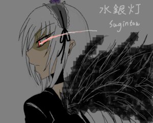 Rating: Safe Score: 0 Tags: 1girl black_wings closed_mouth dress flower grey_background hairband image looking_at_viewer profile red_eyes simple_background solo suigintou User: admin