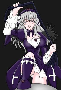 Rating: Safe Score: 0 Tags: 1girl boots breasts dress frills hairband holding image lolita_hairband long_hair long_sleeves looking_at_viewer silver_hair smile solo suigintou User: admin