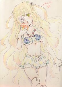 Rating: Safe Score: 0 Tags: 1girl apple blonde_hair bloomers flower food fruit hair_ornament holding_food holding_fruit image jewelry kirakishou lingerie long_hair midriff navel necklace solo traditional_media underwear very_long_hair watercolor_(medium) wavy_hair yellow_eyes User: admin