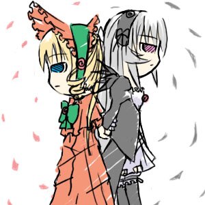 Rating: Safe Score: 0 Tags: 2girls blonde_hair blue_eyes dress hairband image long_sleeves looking_at_viewer multiple_girls pair petals shinku short_hair standing suigintou wings User: admin