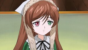 Rating: Safe Score: 0 Tags: 1girl black_ribbon brown_hair dress frills green_eyes heterochromia image long_hair long_sleeves looking_at_viewer red_eyes ribbon solo suiseiseki twintails User: admin