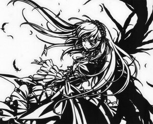 Rating: Safe Score: 0 Tags: 1girl bird dress feathered_wings feathers floating_hair flower frills greyscale hairband image lolita_hairband long_hair long_sleeves monochrome petals solo suigintou very_long_hair wings User: admin