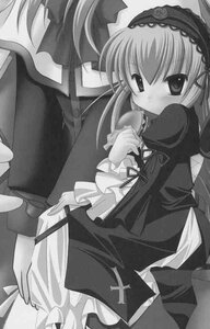 Rating: Safe Score: 0 Tags: 1girl blush dress food frills gothic_lolita greyscale hairband image lolita_fashion long_hair long_sleeves looking_at_viewer monochrome rose solo suigintou wings User: admin