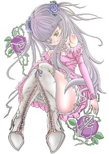 Rating: Safe Score: 0 Tags: 1girl boots cross-laced_footwear detached_sleeves flower hair_ornament image kirakishou knee_boots lace-up_boots long_hair plant purple_rose rose solo thighhighs thorns two_side_up vines User: admin