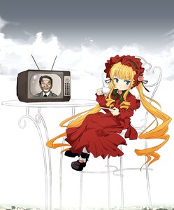 Rating: Safe Score: 0 Tags: 1girl asou_tarou black_footwear blonde_hair blue_eyes blush bonnet chair commentary_request cup dress drill_hair highres image ixy long_hair long_sleeves politician real_life real_life_insert red_dress rozen_maiden shinku shoes sitting solo tea teacup television twintails very_long_hair User: admin