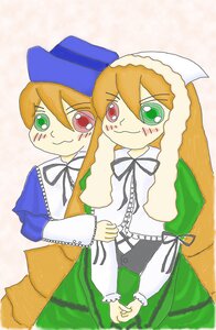 Rating: Safe Score: 0 Tags: 2girls blush dress frills green_dress green_eyes hat head_scarf heterochromia image long_sleeves looking_at_viewer multiple_girls pair red_eyes ribbon short_hair siblings sisters smile souseiseki suiseiseki top_hat twins User: admin