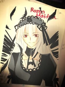 Rating: Safe Score: 0 Tags: 1girl black_dress black_feathers black_ribbon black_wings closed_mouth dated dress feathers flower hairband image long_hair looking_at_viewer red_eyes ribbon rose signature silver_hair smile solo suigintou upper_body wings User: admin