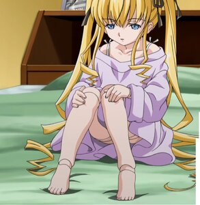 Rating: Safe Score: 0 Tags: 1girl anklet bare_shoulders barefoot blonde_hair blue_eyes feet hair_ribbon image long_hair off_shoulder ribbon shinku sitting solo sweater twintails very_long_hair User: admin
