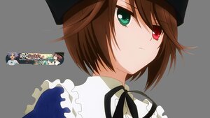 Rating: Safe Score: 0 Tags: black_headwear black_ribbon brown_hair frills green_eyes hat heterochromia image multiple_girls red_eyes ribbon short_hair siblings solo souseiseki suiseiseki white_background User: admin