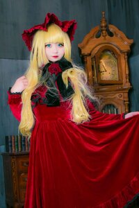 Rating: Safe Score: 0 Tags: 1girl bangs blonde_hair blue_eyes blunt_bangs bow dress flower lips long_hair looking_at_viewer red_dress rose shinku solo User: admin