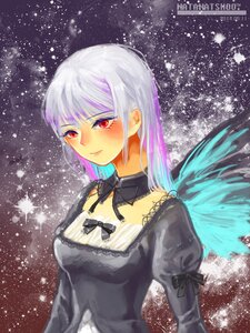 Rating: Safe Score: 0 Tags: 1girl black_dress black_neckwear dress feathered_wings image long_hair long_sleeves night night_sky red_eyes sky solo space star_(sky) starry_sky suigintou upper_body wings User: admin