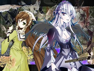 Rating: Safe Score: 0 Tags: 2girls breasts brown_hair cleavage dress flower frills green_eyes hairband heterochromia image lolita_hairband long_hair long_sleeves multiple_girls pair red_eyes ribbon silver_hair suigintou suiseiseki very_long_hair weapon wings User: admin