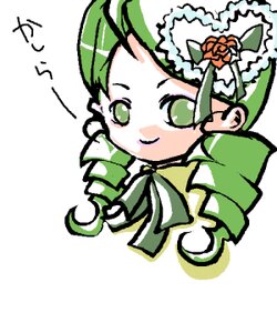 Rating: Safe Score: 0 Tags: 1girl chibi drill_hair flower green_eyes green_hair hair_flower hair_ornament image kanaria long_sleeves looking_at_viewer rose simple_background smile solo twin_drills white_background white_flower User: admin