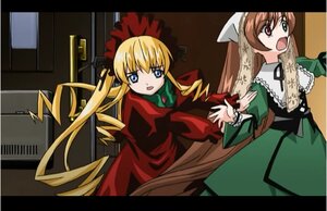 Rating: Safe Score: 0 Tags: 2girls blonde_hair blue_eyes bonnet dress drill_hair green_dress head_scarf image letterboxed long_hair long_sleeves multiple_girls open_mouth pair parody red_dress red_eyes shinku suiseiseki twin_drills twintails very_long_hair User: admin