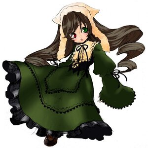 Rating: Safe Score: 0 Tags: 1girl :o blush brown_hair commentary_request corset dress drill_hair frills full_body green_dress green_eyes hat heterochromia image lolita_fashion long_hair long_sleeves looking_at_viewer open_mouth red_eyes rozen_maiden solo standing striped suiseiseki tamachi_kuwa twin_drills twintails very_long_hair white_background User: admin