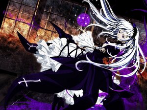 Rating: Safe Score: 0 Tags: 1girl dress flower frills hairband image lolita_hairband long_hair long_sleeves looking_at_viewer purple_eyes ribbon rose silver_hair solo suigintou wings User: admin