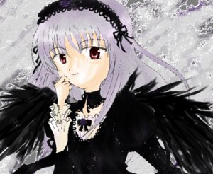 Rating: Safe Score: 0 Tags: 1girl bangs black_dress black_ribbon black_wings detached_collar dress flower frills hairband image long_hair long_sleeves looking_at_viewer pink_eyes rose silver_hair solo suigintou upper_body wings User: admin