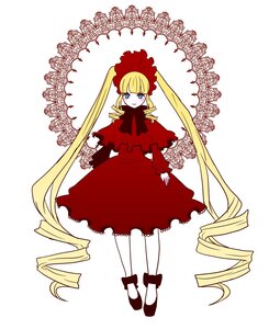 Rating: Safe Score: 0 Tags: 1girl blonde_hair blue_eyes bonnet bow dress drill_hair full_body image long_hair long_sleeves looking_at_viewer red_dress rose shinku shoes solo standing twin_drills very_long_hair User: admin