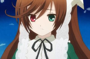 Rating: Safe Score: 0 Tags: 1girl bangs black_ribbon brown_hair closed_mouth dress frills heterochromia image long_hair long_sleeves looking_at_viewer neck_ribbon red_eyes ribbon solo suiseiseki User: admin