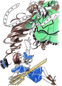 Rating: Safe Score: 0 Tags: 1boy boots brown_hair dress drill_hair frills green_eyes hat image long_hair long_sleeves pair pants simple_background souseiseki suiseiseki top_hat very_long_hair white_background User: admin