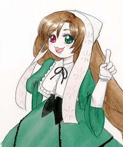 Rating: Safe Score: 0 Tags: 1girl :d brown_hair dress frills green_dress green_eyes head_scarf heterochromia image long_hair long_sleeves looking_at_viewer open_mouth red_eyes simple_background smile solo suiseiseki User: admin