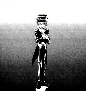 Rating: Safe Score: 0 Tags: 1boy auto_tagged closed_eyes formal full_body greyscale hat image long_sleeves monochrome pants solo souseiseki standing User: admin